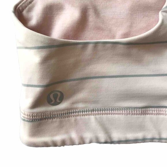 Lululemon Womens All Sport Bra SZ 4 6? Pink Stripe Medium Support Yoga Run EUC! - Picture 4 of 9